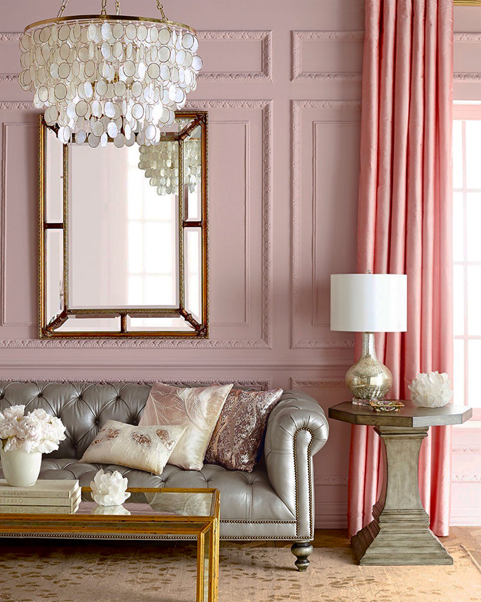 шторы под розовые обои фото